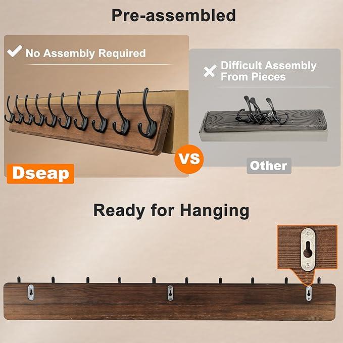 Dseap Coat Rack Wall: 38-1/4