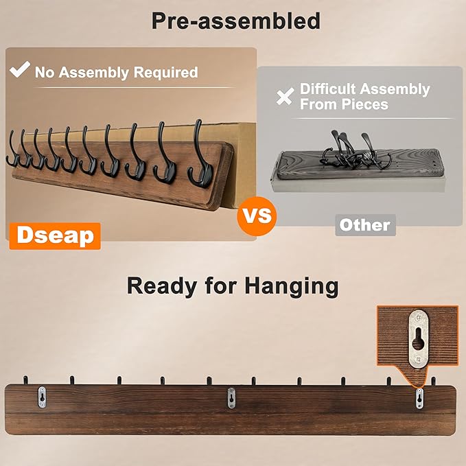 Dseap Coat Rack Wall: 38-1/4