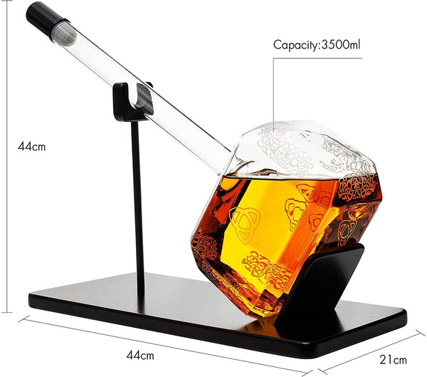 Thors Hammer Whiskey and Wine Decanter 2000ml by The Wine Savant, Miljoner for Tequila, Bourbon, Scotch, or Wine - Thor Avengers Gifts, Marvel Style Gifts, Mjölnir Gifts for Dad