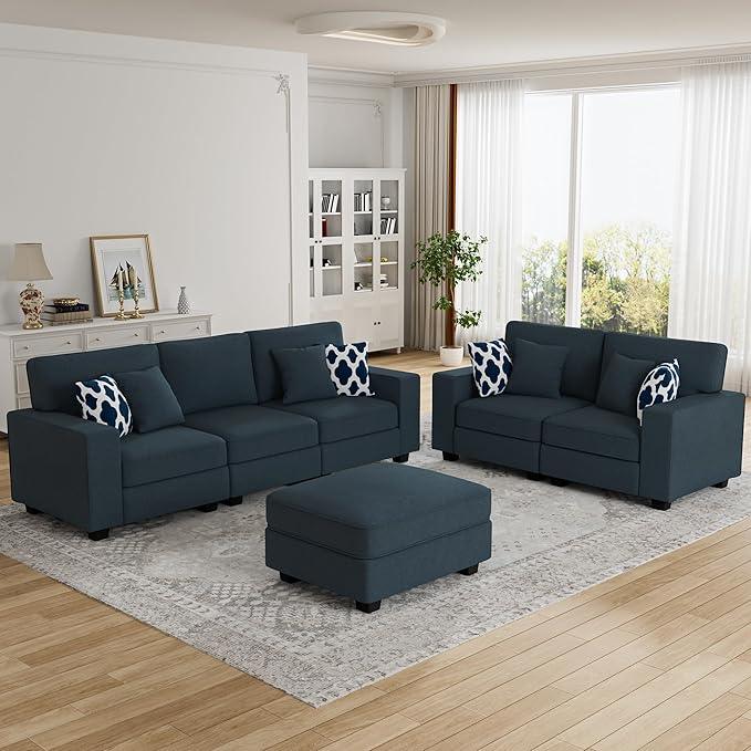 L Lengend Vansen Modular Sectional Sofa U Shaped Couch with Ottoman Modern Reversible Corner Sectional Couch for Living Room (Charcoal, 2+3 with Ottoman)