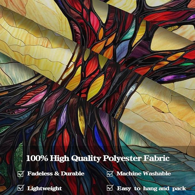 Lunerfex Tree of Life Tapestry Stained Glass Tapestry Wall Decor Tapestries for Bedroom Art Tapestries Wall Hanging for Bedroom Living Room Glass-Tree-01 60