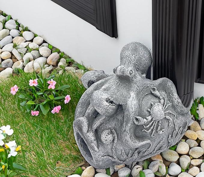 Real Octopus Sculpture Gutter Downspout Extender,Garden Statue Ornament,Decor Downspout Diverter,Perfect Rain Diverter for 3