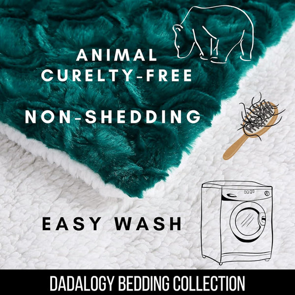 DaDa Bedding Mermaid Scales Emerald Green Blue w/ Sherpa Backside Faux Fur Throw Blanket (BL-171805)