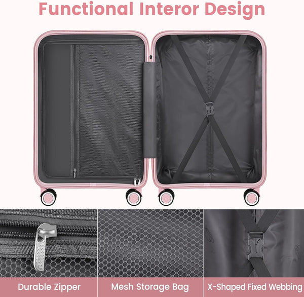 Luggage Sets with Spinner Wheels (20/24/28 Inch), PP+ABS Suitcase Sets