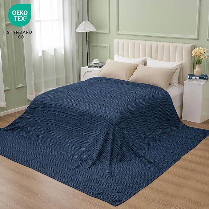 PHF Cooling Waffle Blanket California King Size, Lightweight 60% Rayon Derived from Bamboo & 40% Cotton Breathable Blanket for Hot Sleepers, Soft and Luxury for Bed Couch and Sofa, 110