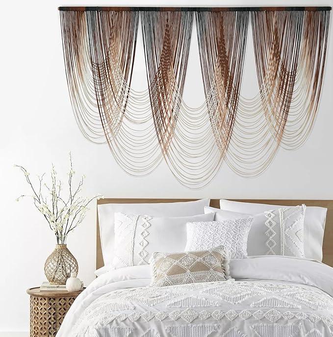 IOWER Macrame Wall Hanging Brown Dip-Dyed Large Macrame Wall Decor For Living Room Boho Fiber Art for Office Decoration 57