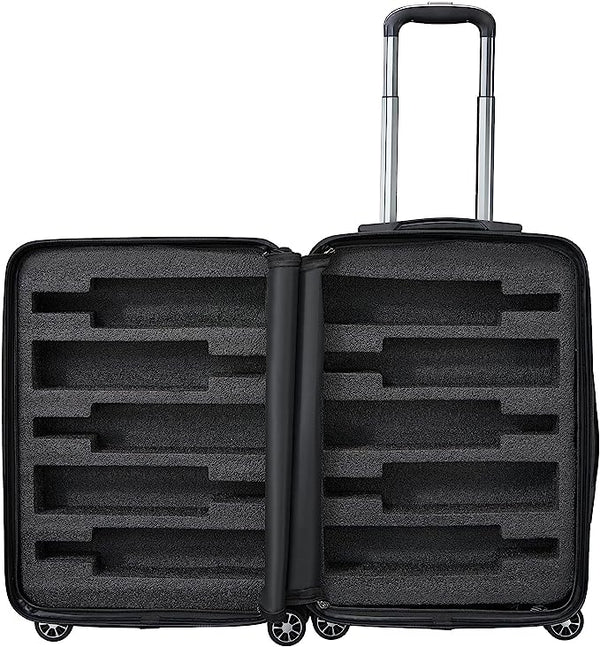 Wine Bottle Suitcase | Holds 10 Standard 750 ML Size Bottles | Universal Airplane Luggage Case, TSA Approved Wheeled Bag For Professionals and Consumers, Gift For Wine Lovers & Connoisseurs (24 IN)