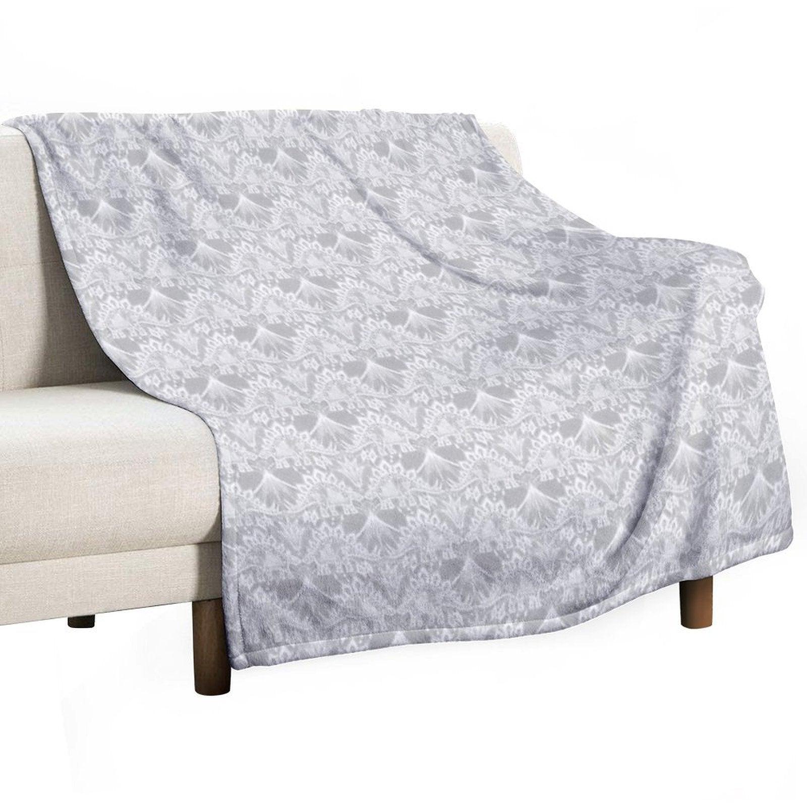 Stegosaurus Lace - White Throw Blanket