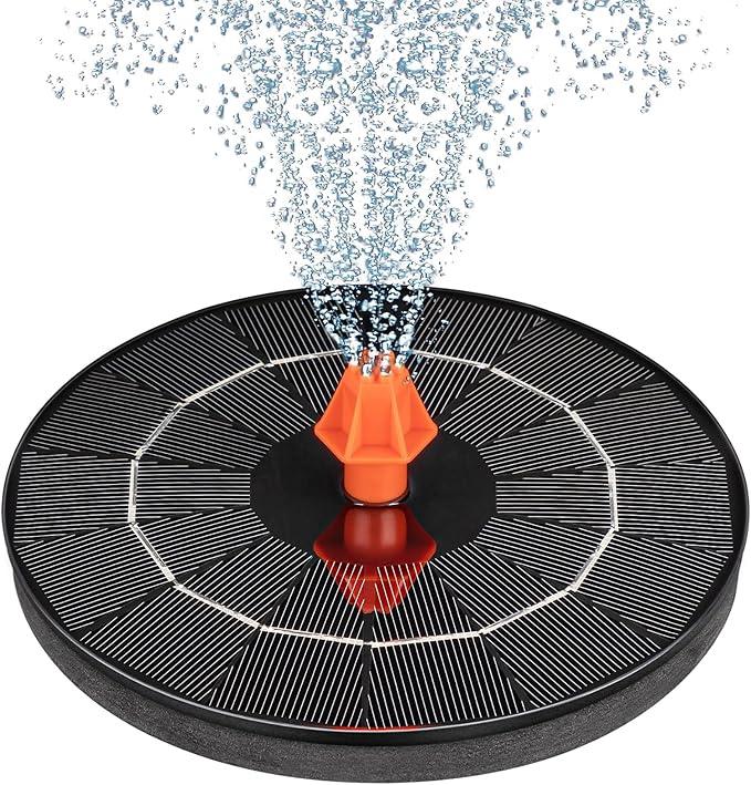 3.5W Solar Fountain, Upgrade Solar Bird Bath Fountains, Water Fountain Outdoor with 4 Fixed Rods & 8 Orange Nozzles, Solar Fountain Pump for Pond, Patio,Outdoor, Garden, Pool