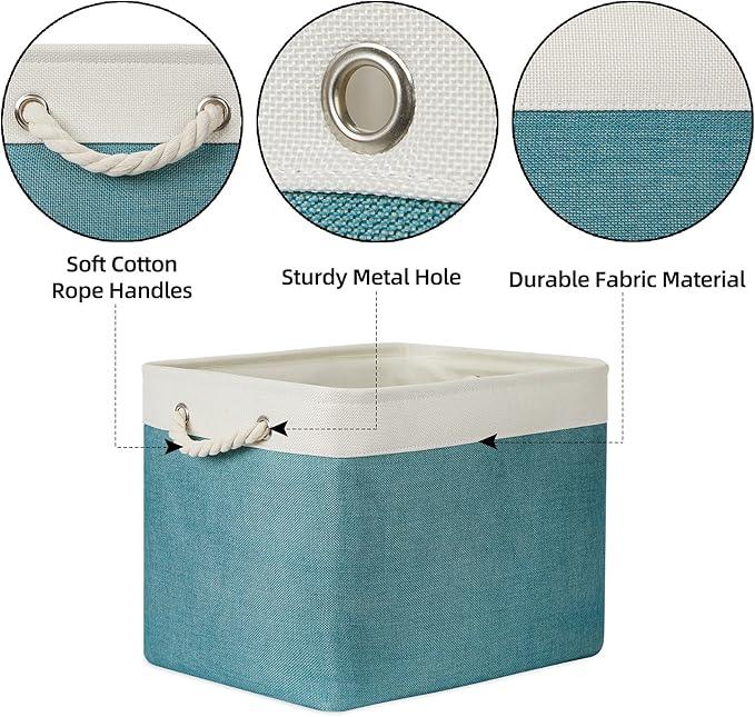Bidtakay Foldable Storage Bins Set of 2 Tall Cloth Baskets 16