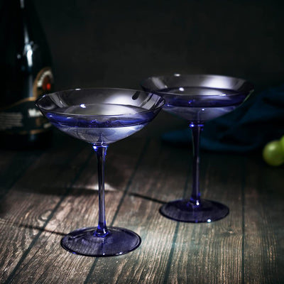 Champagne Coupes 12oz by The Wine Savant - Colorful Champagne Glasses, Prosecco, Mimosa Glasses Set, Cocktail Glass Set, Bar Glassware Luster Glasses (2, Lavender)
