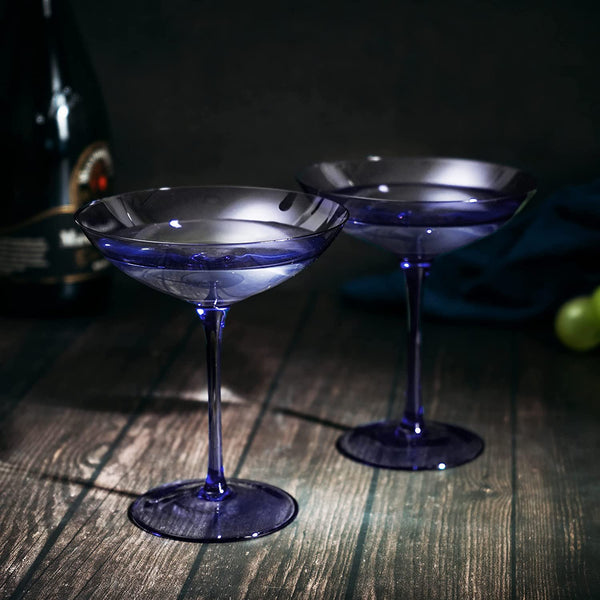 Champagne Coupes 12oz by The Wine Savant - Colorful Champagne Glasses, Prosecco, Mimosa Glasses Set, Cocktail Glass Set, Bar Glassware Luster Glasses (2, Lavender)