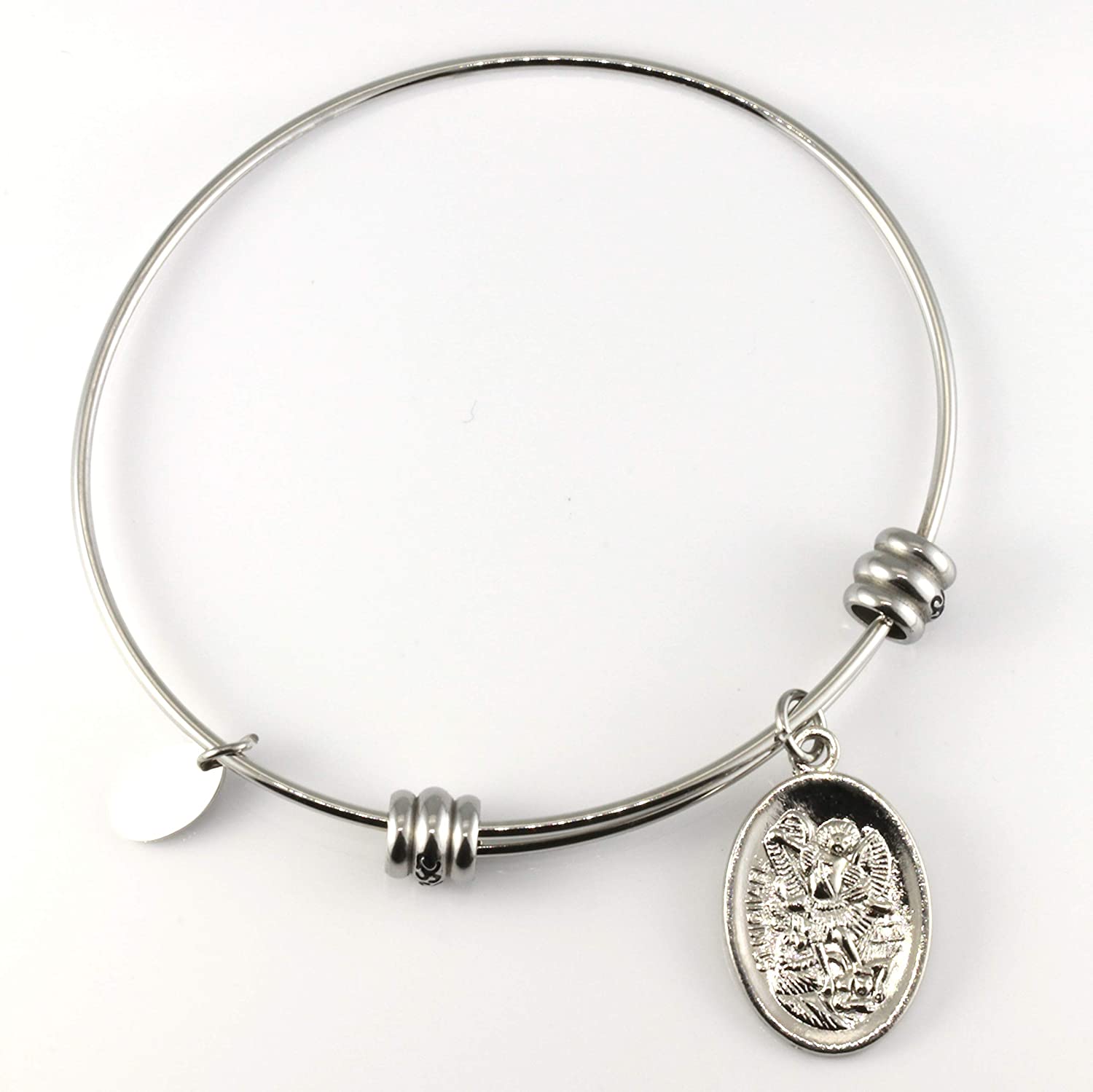 Archangel Michael | Protection Bracelets for Women Stainless Steel St Michael Bangle of Religious Jewelry for Women of Saint Michael or San Miguel Arcangel Protection Bracelet for Men and Women