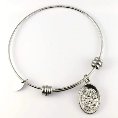 Archangel Michael | Protection Bracelets for Women Stainless Steel St Michael Bangle of Religious Jewelry for Women of Saint Michael or San Miguel Arcangel Protection Bracelet for Men and Women