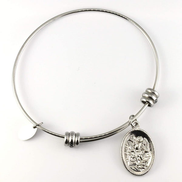 Archangel Michael | Protection Bracelets for Women Stainless Steel St Michael Bangle of Religious Jewelry for Women of Saint Michael or San Miguel Arcangel Protection Bracelet for Men and Women