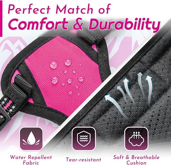 Eagloo Small Dog Harness No Pull, Service Vest with Reflective Strips and Control Handle, Adjustable and Comfortable for Easy Walking, No Choke Pet Harness with 2 Metal Rings, Rose Red, XS