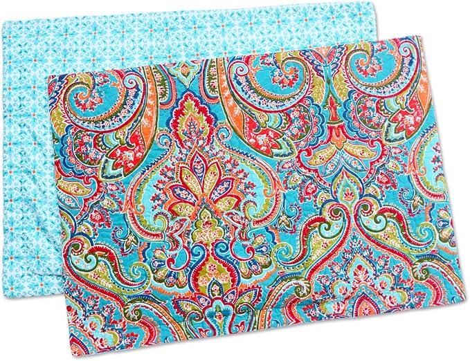 NEWLAKE Quilted Cotton Bed Pillowcases, European Gorgeous Floral Pattern, 2 Pieces, 20x27 Inch