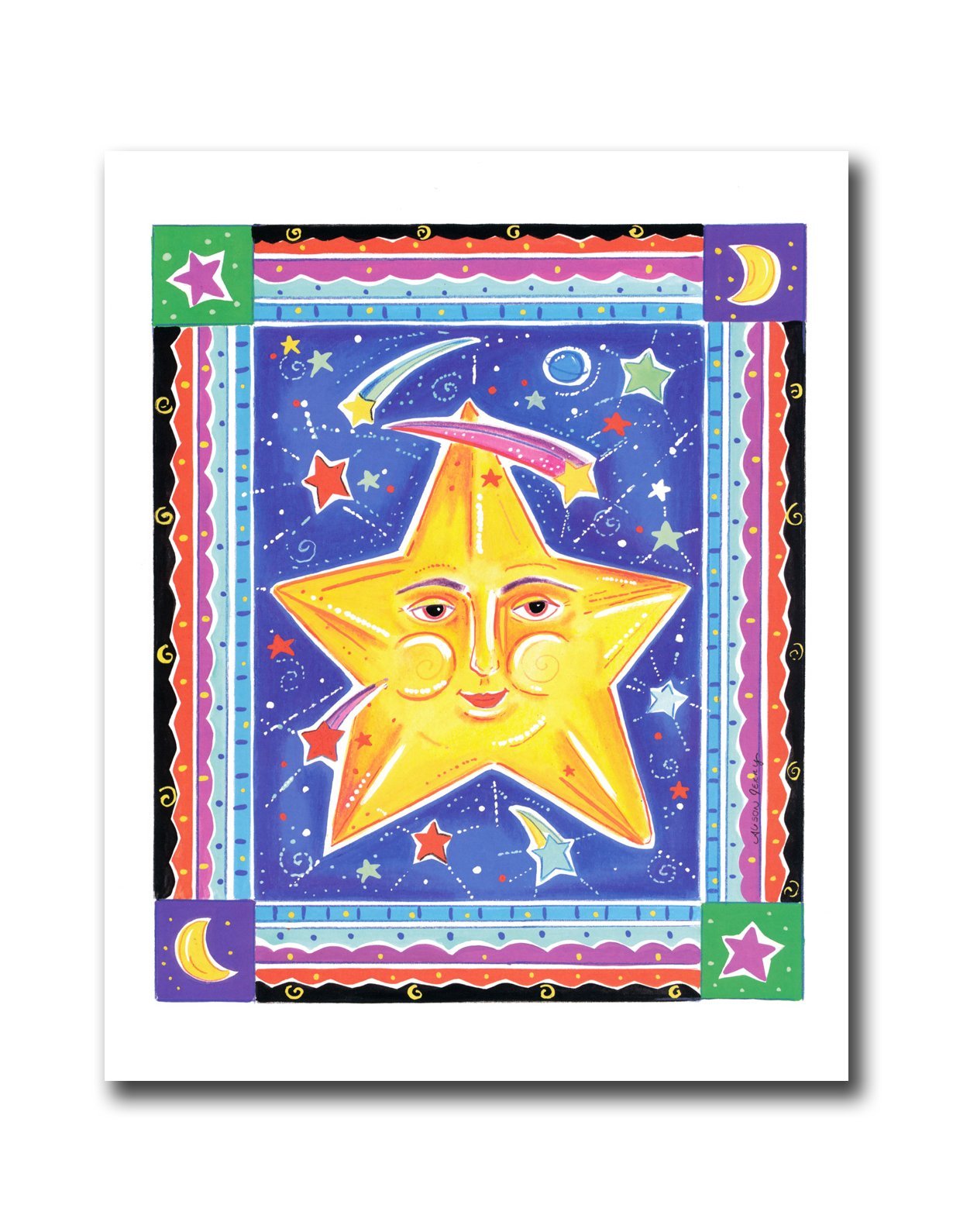 Kids Room Wall Art - Celestial Star Galaxy Fantasy 8x10 Framed Print