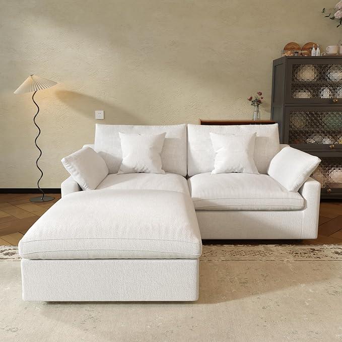 JACH Sectional Couches for Living Room, Cloud Sectional Couch with Deep Seat, Love Seat Modular Sofa with Chaise, Covers Removeable & Washable, Sofas Furniture for Living Room, White