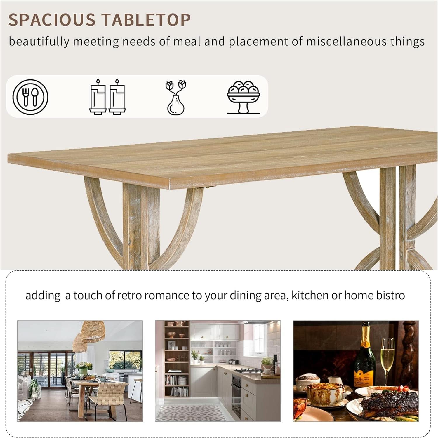 Industrial Solid Wood Rectangular Dining Table Set