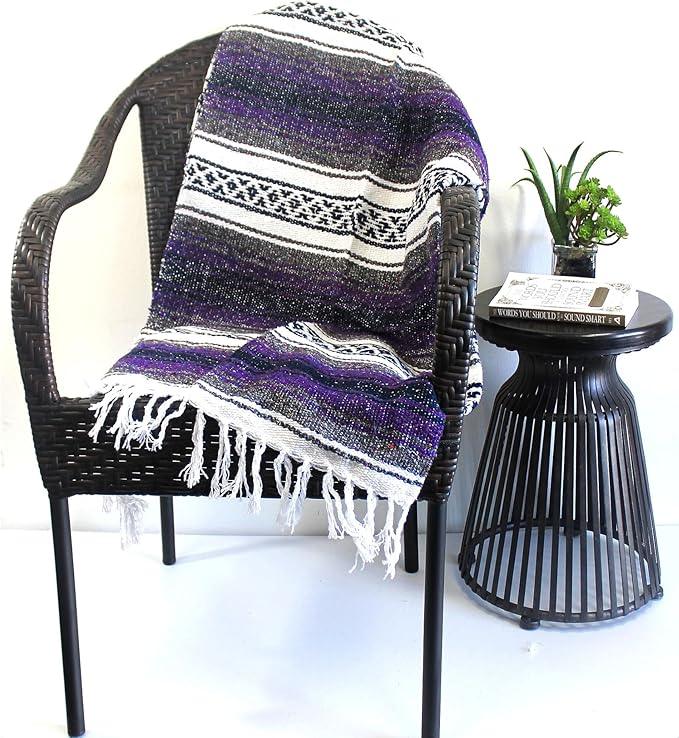 Del Mex Classic Mexican Blanket, Large Authentic Woven Falsa Throw (70