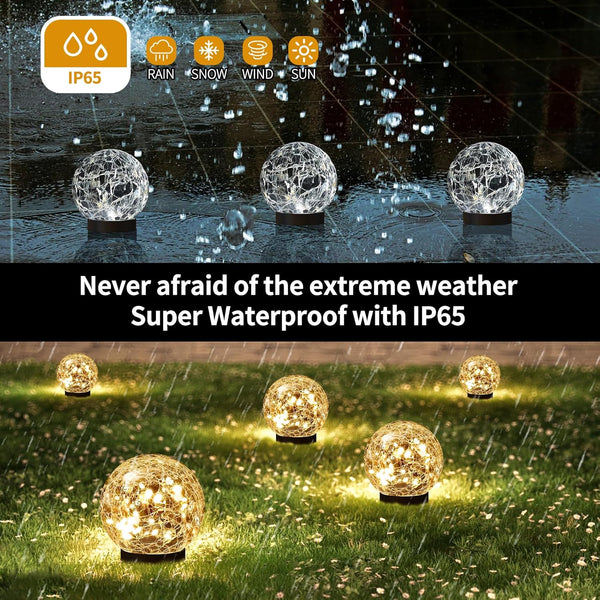 6 Pack Solar Globe Lights Outdoor Waterproof