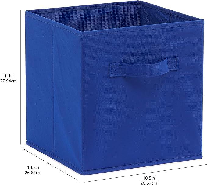 Amazon Basics Cube Organizer Storage Bins Handles, Collapsible Fabric, Pack of 6, 10.5
