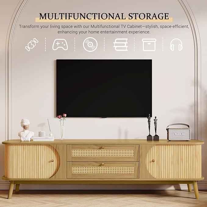 Merax Modern Fluted TV Stand for 75