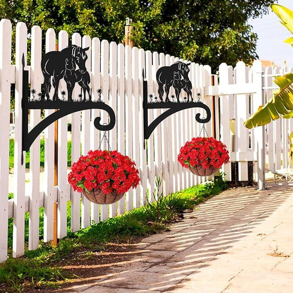Plant Hangers Outdoor Heavy Duty Iron Decorative Mare & Foal Silhouette Plant Hooks for Hanging Baskets 11 inch Hanging Plant Bracket Wall Hooks for Flower Pot Bird Feeder Wind Chimes