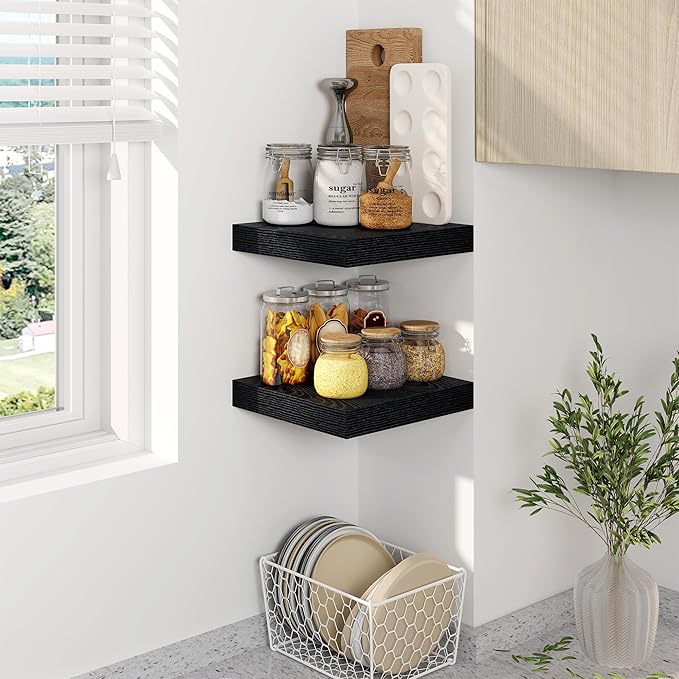 Fun Memories Black Floating Shelves 8 Inch Long, 8