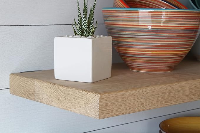 Urban Legacy Unfinished White Oak Deep Floating Shelves | Easy to Install Accent Modern Floating Shelves with Floating Shelf Brackets| Set of 2 (24