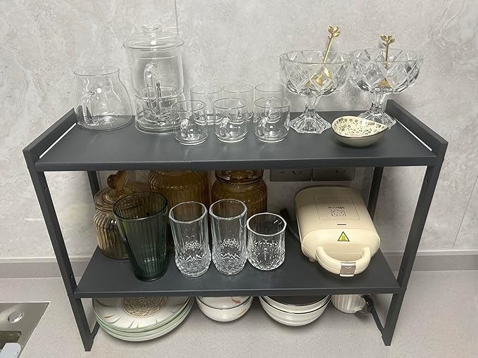 2 Tier Expandable Cabinet Shelf Organizer 14.5-25