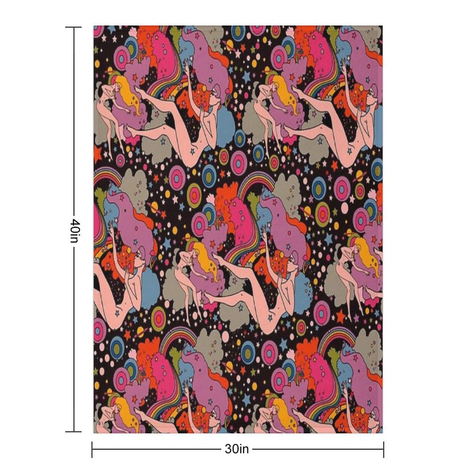 Space Girls Black Backround Throw Blanket