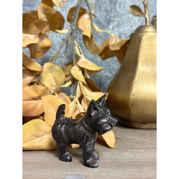 Cast Iron Schnauzer Dog Pet Statue