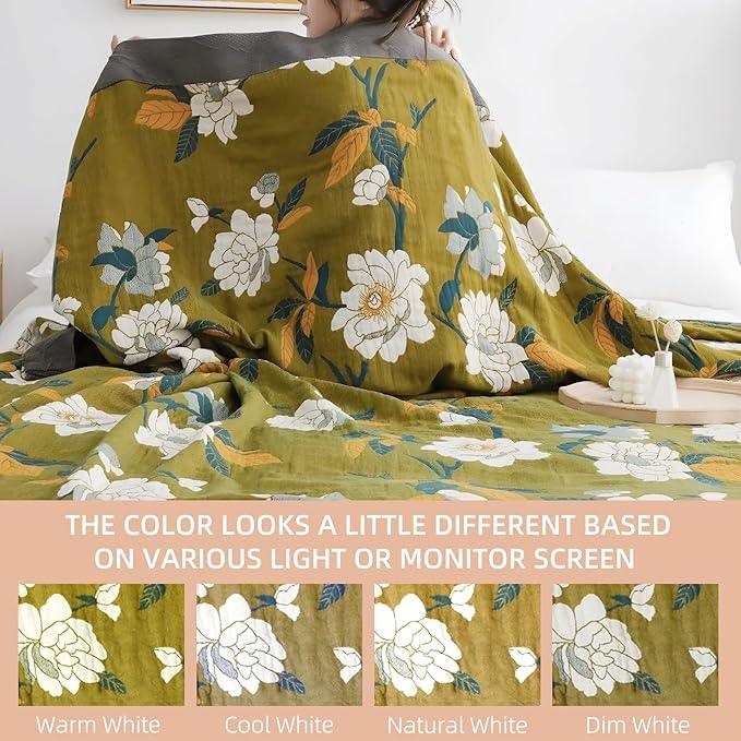 Boho Throw Blanket for Bed - 100% Pure Cotton Ultra Soft Rustic Quilt - Farmhouse Decor Bed Blankets, All Season Rustic Throw for Sofa Couch Chair(60