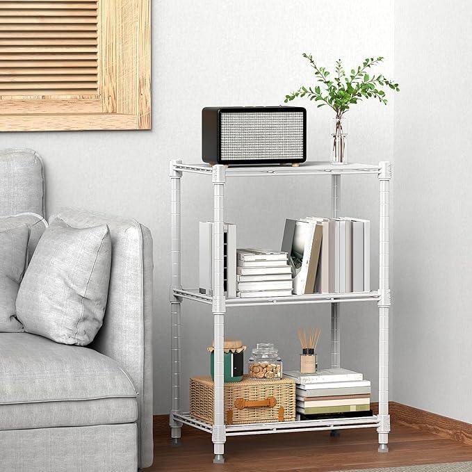 450 lbs Wire Storage Shelving 3-Tier Utility Shelving Unit Steel Organizer Wire Rack for Home,Kitchen,Office,White (11.8