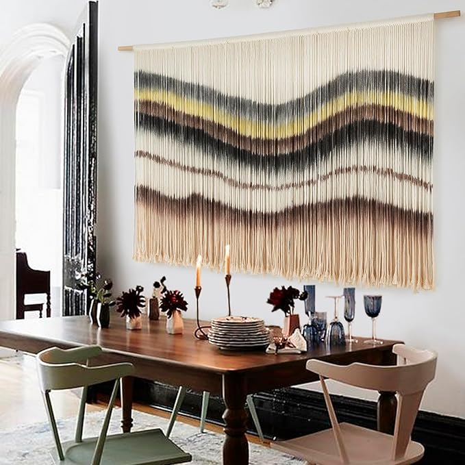 Macrame Wall Hanging Boho Chic Wall Art Macrame Wall Decor Fiber Yarn Tapestry Dip-Dye Living Room Home Bedroom Wall Decor 57