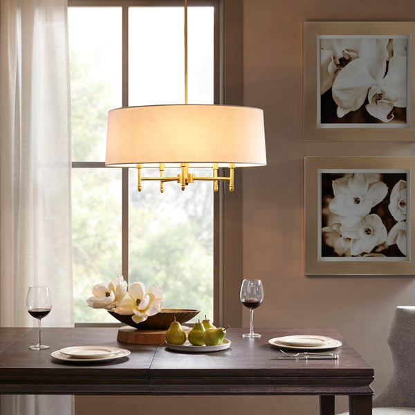 5-Light White Drum Shade Chandelier BLAKHOM