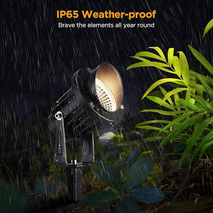 Landscape Lighting - 10W Dusk to Dawn Outdoor LED Spotlight with Photocell Sensor 120V Landscape Lights Waterproof Spot Lights Outdoor for Yard Garden Patio Driveway House (Warm White) (2 Pack)