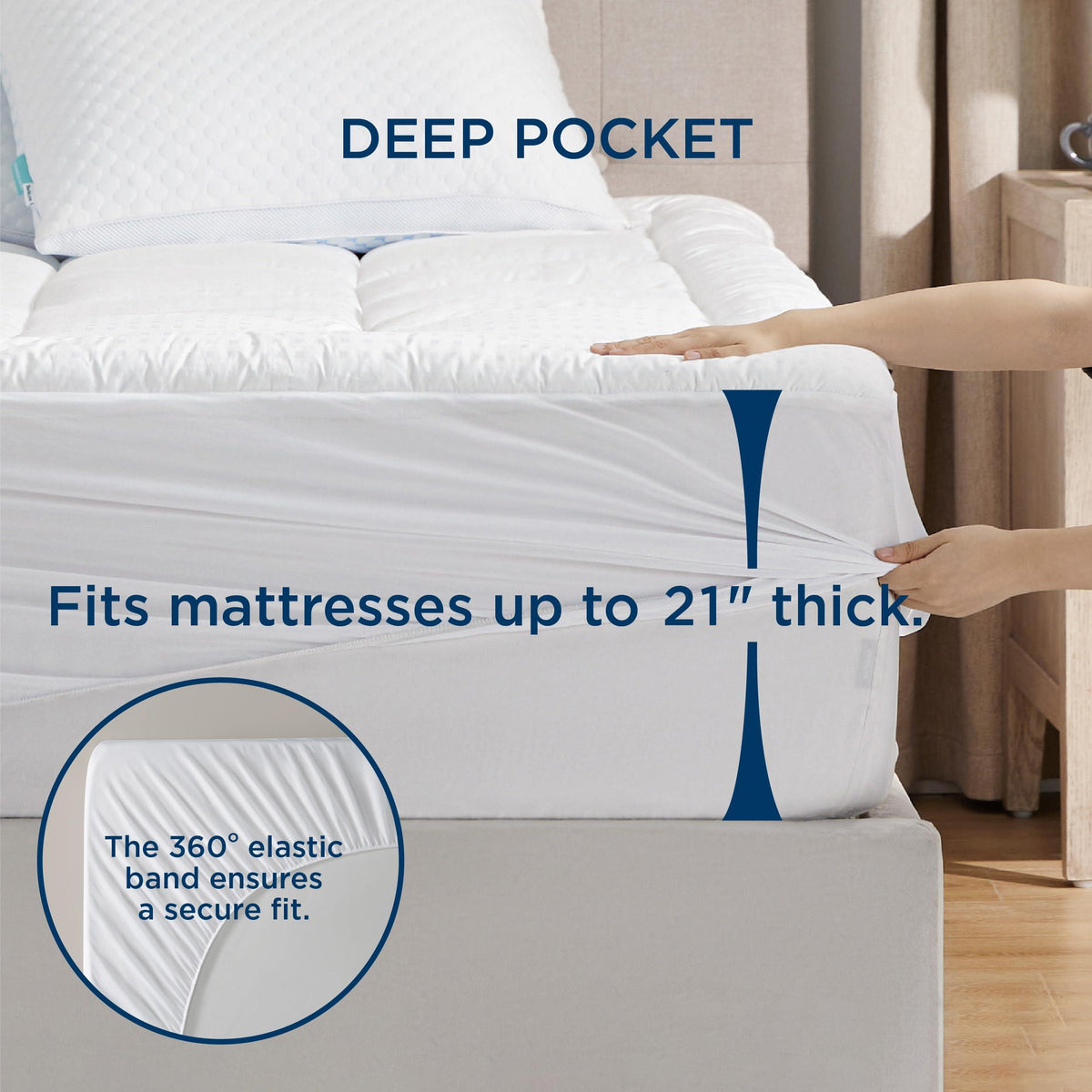 Bedsure Twin XL Mattress Pad, Deep Pocket Fits 8-21 in, White