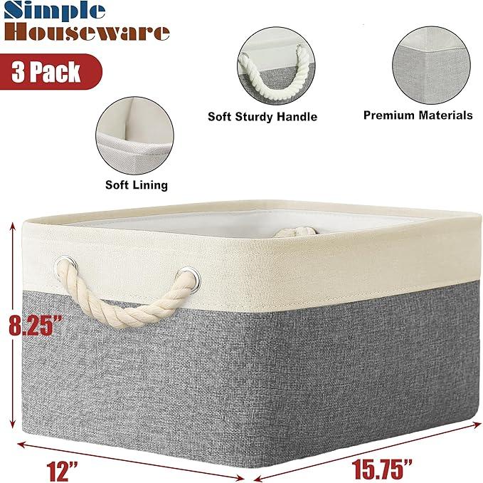 SIMPLE HOUSEWARE Large Fabric Storage Bin, 15.7