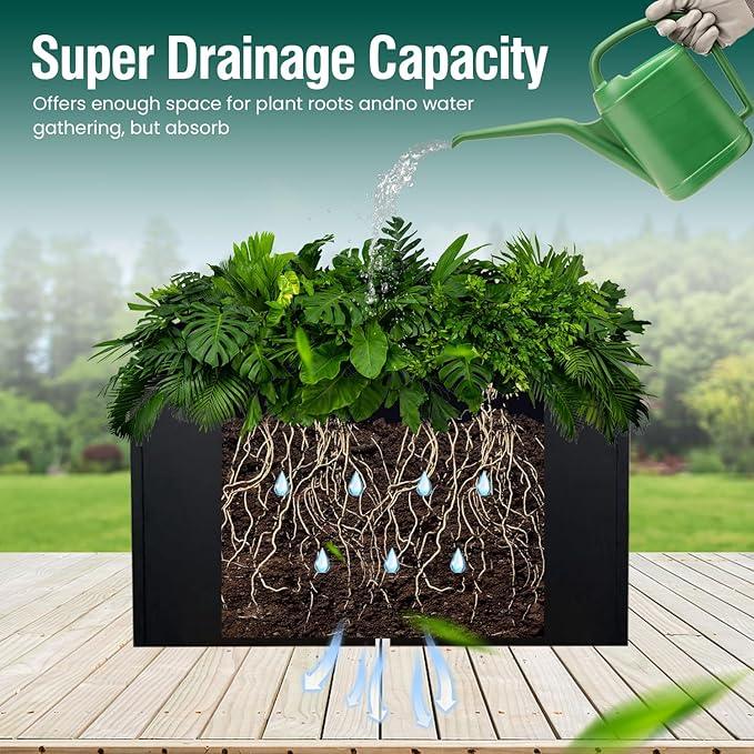 Galvanized Steel Metal Planter Rectangular Indoor Black Planter Box Large Outdoor Planters Steel 25