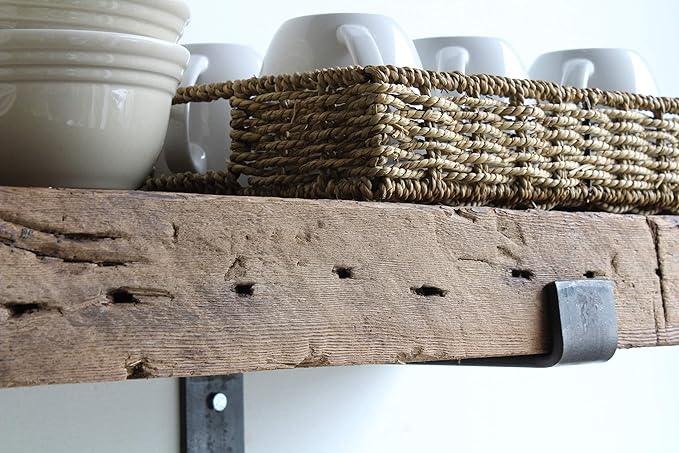Urban Legacy Reclaimed Barn Beam Deep Shelves | Deep Shelves with Brackets Included, Set of 2 | (Natural Full Profile Bracket, 24