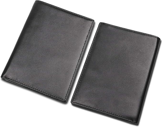 Polare RFID Blocking Napa Leather Passport Holder Travel Wallet For Men and Women (Black)