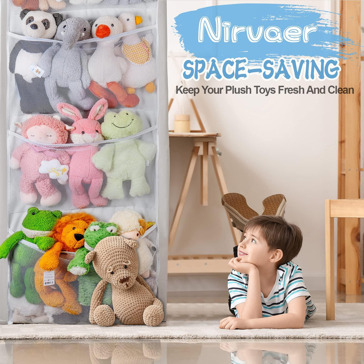 Over The Door Stuffed Animal Storage Organizer, Plus Size, White