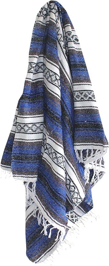 Del Mex Classic Mexican Blanket, Large Authentic Woven Falsa Throw (70