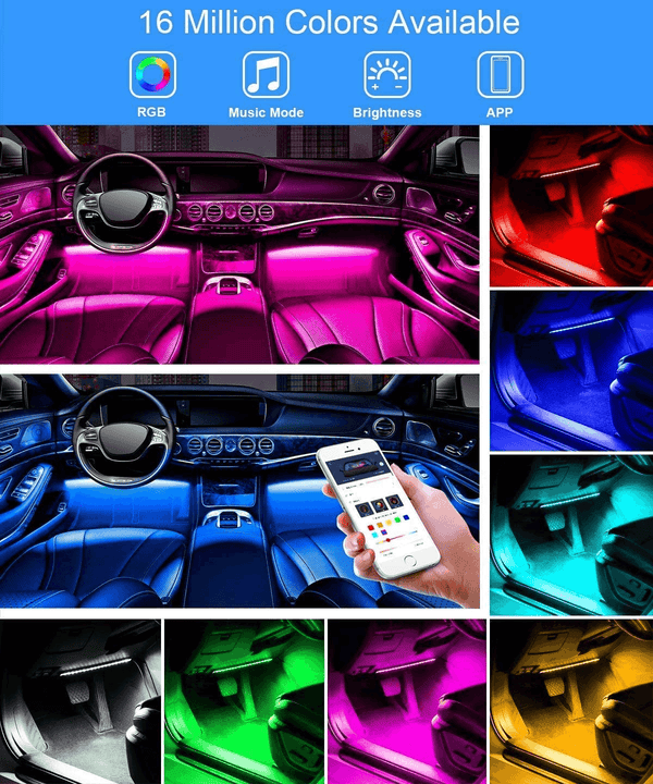 Lights LED Car Strip Lights with Two-Line Waterproof Design RGB LED Strip Light With USB Wireless Remote Music Control Multiple Modes For Auto Car