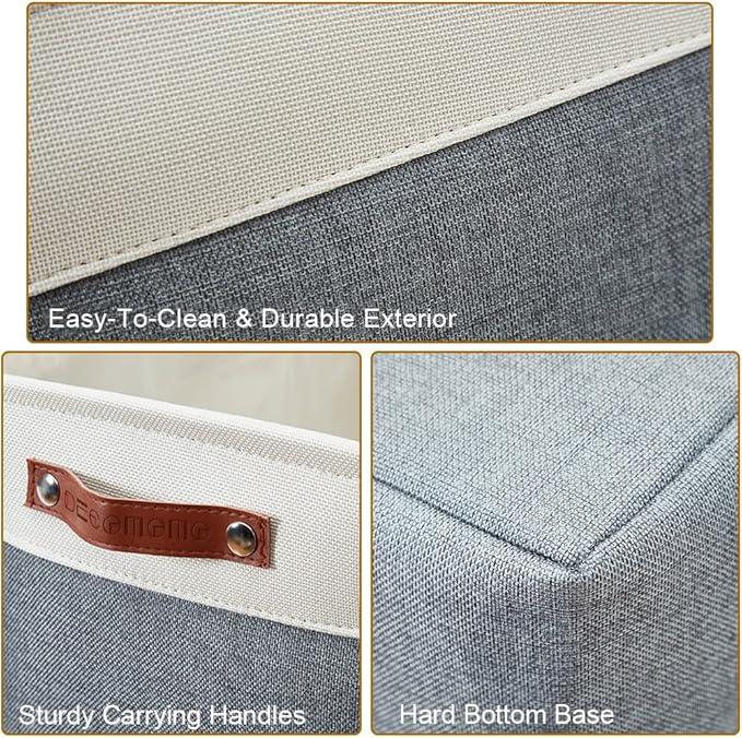 DECOMOMO Storage Baskets for Shelves - Fabric Closet Organizers and Storage Bins, Perfect Baskets for Organizing Closet Toys Nursery (Slate Grey and White, XL - 3 Pack)