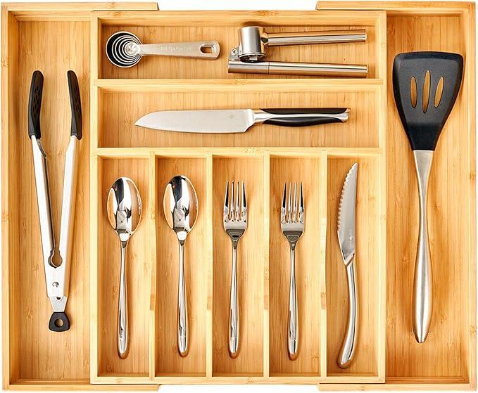 Umilife Large Expandable Kitchen Silverware Utensils Drawer Organizer, 2.5