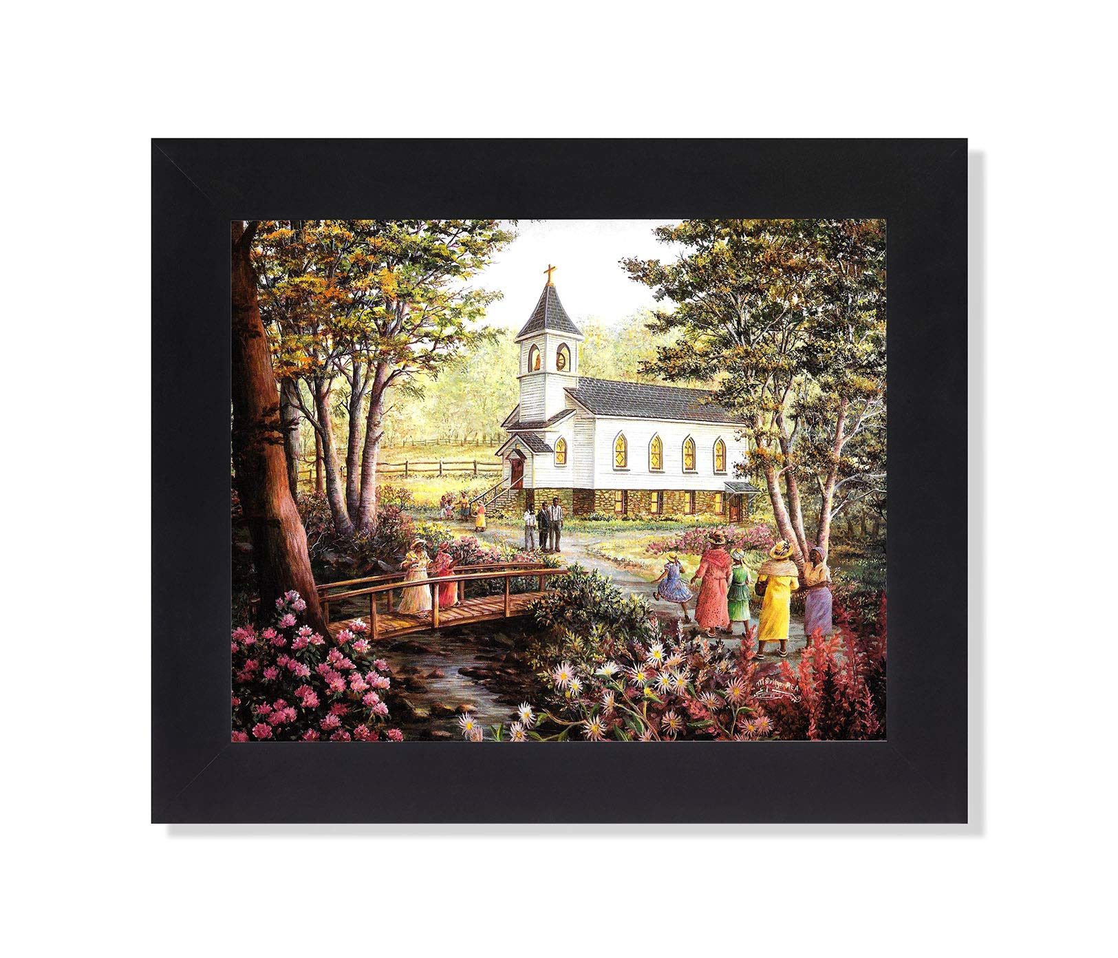 Black Framed Art Print - African American Church 8x10 Christian Wall Decor